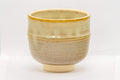 Japanese Matcha Bowl - Akiyama Kiln Tsutsu-gata Akahada-yaki Chawan - 475ml - side view of the milky beige glaze