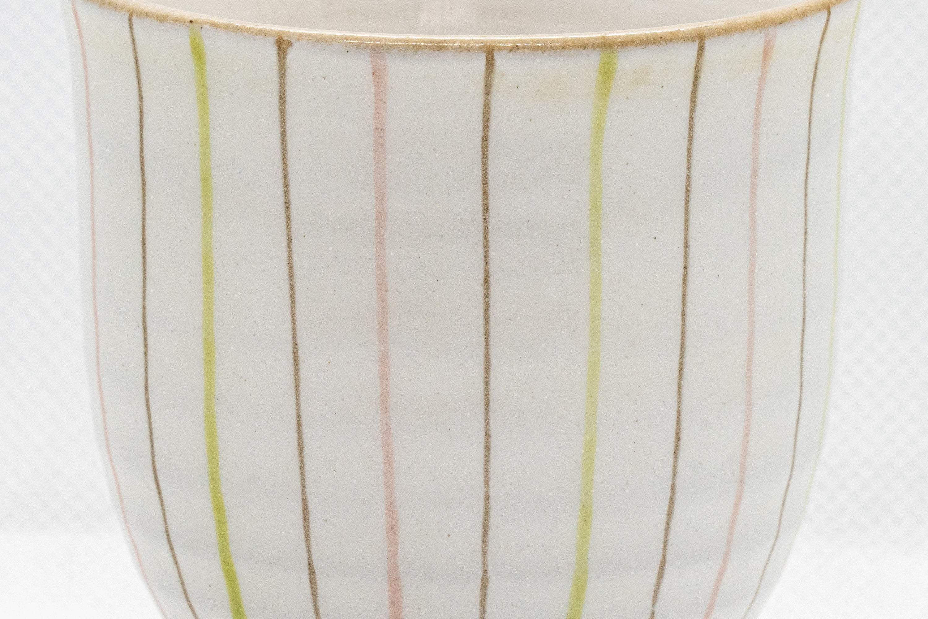 Japanese Teacup - 夭窯 Striped White Yunomi - 150ml - Thumbnail 5