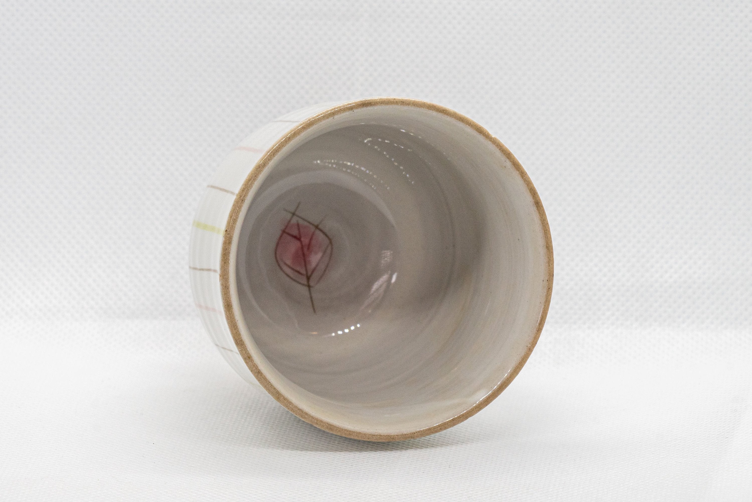 Japanese Teacup - 夭窯 Striped White Yunomi - 150ml - Thumbnail 4