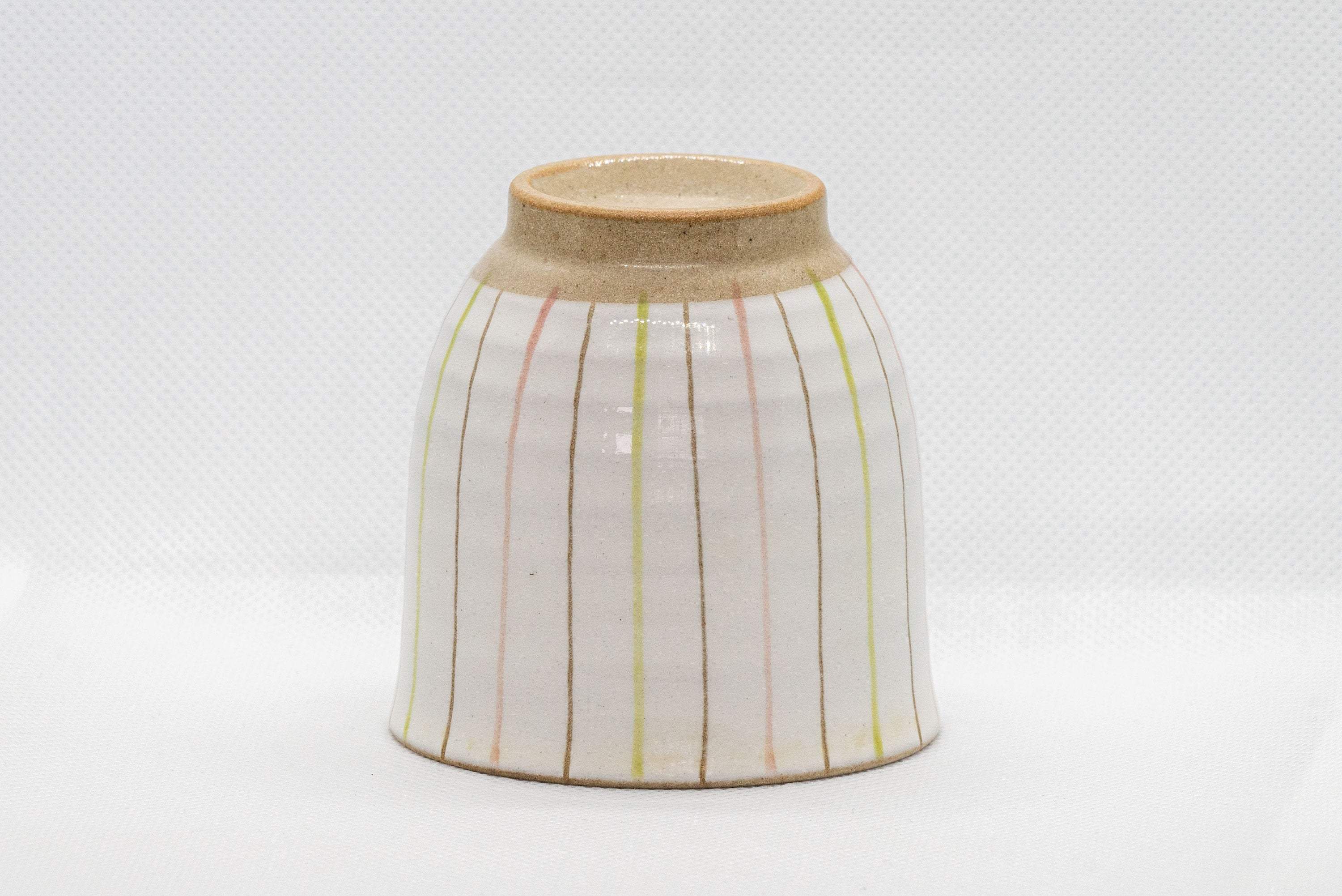 Japanese Teacup - 夭窯 Striped White Yunomi - 150ml - Thumbnail 2
