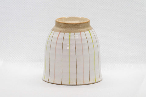 Tezumi — Japanese Teacup - 夭窯 Striped White Yunomi - 150ml — top-down view of the interior