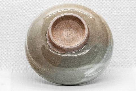 Japanese Matcha Bowl - Hakeme Badarai-gata Chawan - 200ml - inverted view showing the foot ring