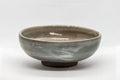 Japanese Matcha Bowl - Hakeme Badarai-gata Chawan - 200ml - front view of the wide grey Mino-yaki matcha bowl