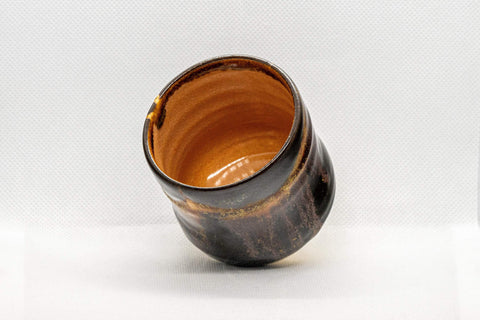 Japanese Teacup - Drip-Glazed Tsutsu-gata Yunomi - 160ml - cup resting on its side