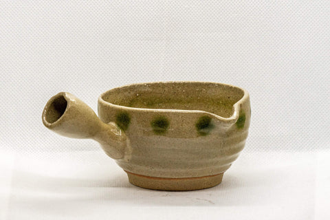 Tezumi — Japanese Yuzamashi - Beige Left-handed Water Cooler - 150ml — tipped to show the interior