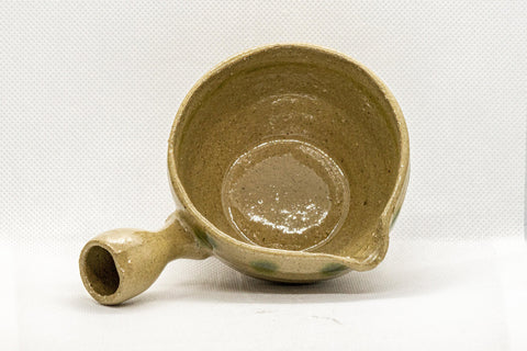 Tezumi — Japanese Yuzamashi - Beige Left-handed Water Cooler - 150ml — inverted showing the foot ring