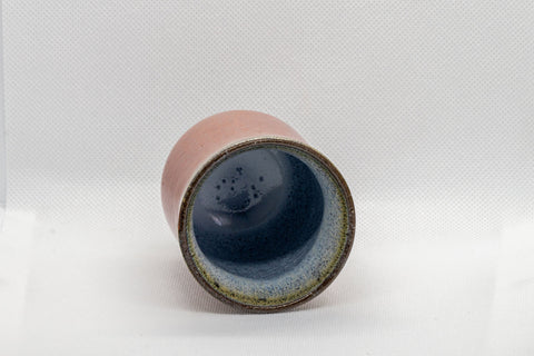 Japanese Teacup - Tsutsu-gata Yunomi - 160ml - top-down view showing the blue drip-glazed interior