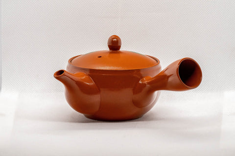Tezumi — Japanese Kyusu - Peach Blossoms Tokoname-yaki Teapot - 170ml — side view showing the spout