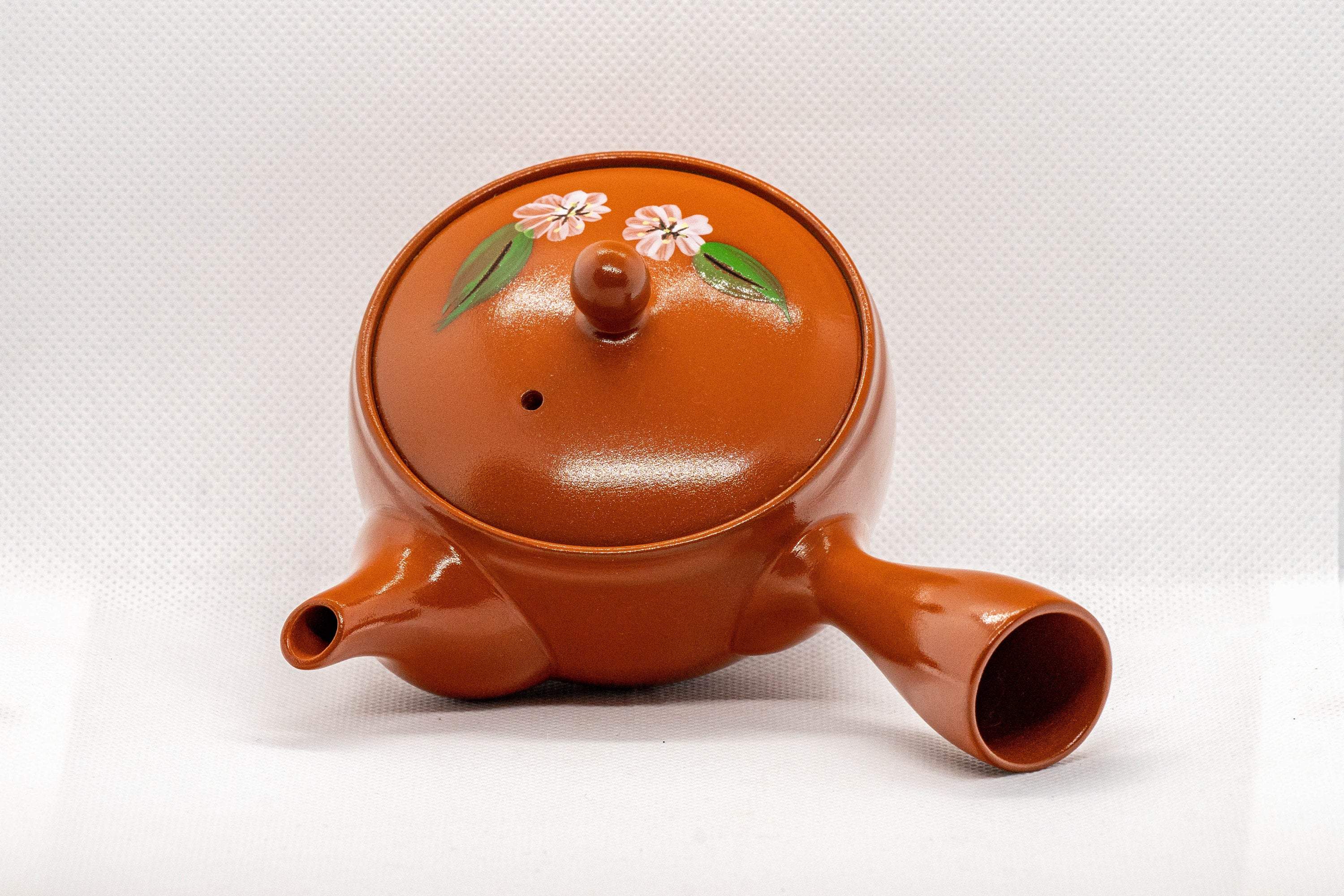 Japanese Kyusu - Peach Blossoms Tokoname-yaki Teapot - 170ml - Tezumi