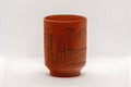 Japanese Teacup - いわぎん Iwagin Tsutsu-gata Tokoname-yaki Yunomi - 150ml - front view of the red Tokoname clay teacup