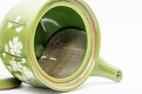 Japanese Kyusu - Floral Green Tokoname-yaki Teapot - 250ml - Tezumi