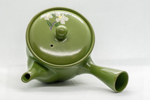 Japanese Kyusu - Floral Green Tokoname-yaki Teapot - 250ml - Tezumi