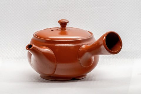 Tezumi — Japanese Kyusu - Floral Tokoname-yaki Teapot - 275ml — three-quarter view from the opposite side