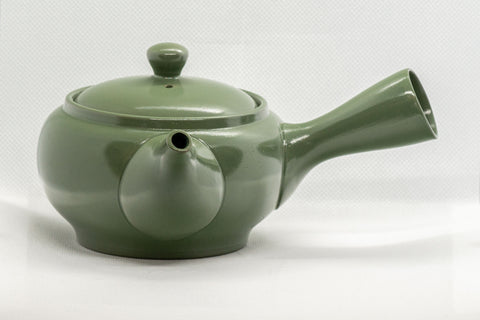 Japanese Kyusu - Green Tokoname Maple Leaf Momiji Obi-ami Teapot - 350ml - Tezumi