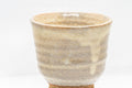 Japanese Teacups - Set of 3 Beige Hagi-yaki Yunomi - 130ml - three-quarter view of a single teacup