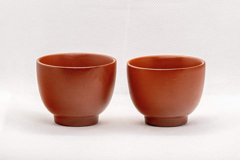 Japanese Teacups - Pair of Tokoname-yaki Senchawan - 60ml - front view of the pair of cups