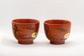 Japanese Teacups - Pair of Tokoname-yaki Senchawan - 60ml - front view of the pair of red Tokoname clay cups