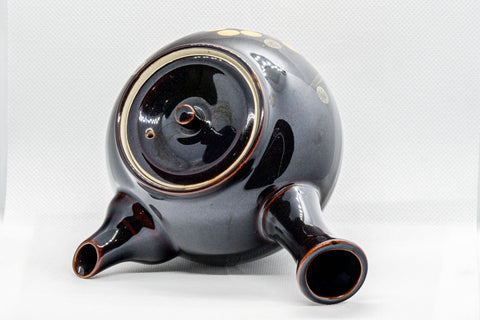 Japanese Kyusu - Tenmoku Maru-gata Arita-yaki Teapot - 400ml - top-down view of the lid and knob
