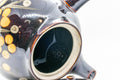Japanese Kyusu - Tenmoku Maru-gata Arita-yaki Teapot - 400ml - overhead view with the lid removed showing the debeso ceramic strainer inside