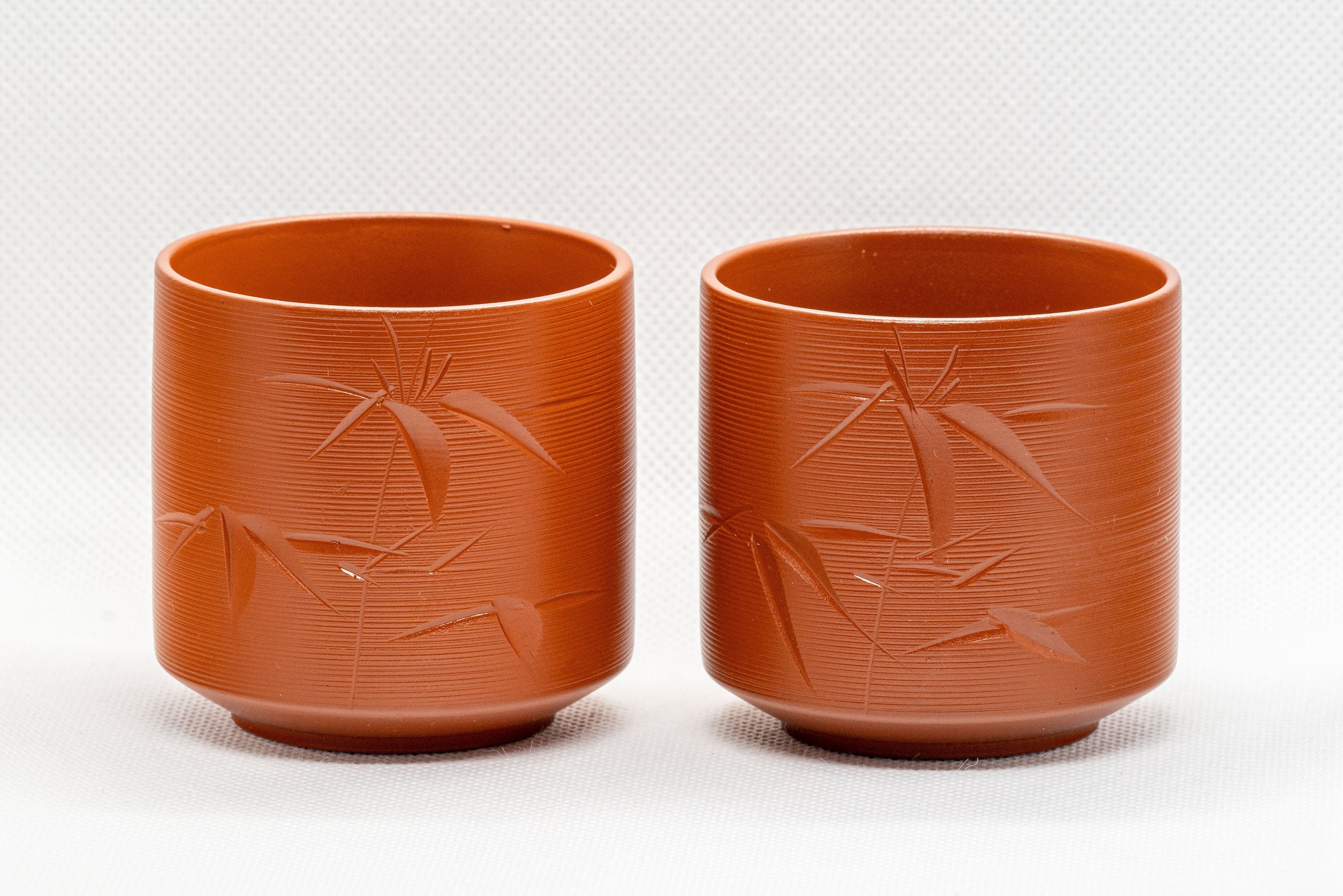 Japanese Teacups - Pair of Bamboo Tsutsu-gata Tokoname-yaki Yunomi - 115ml
