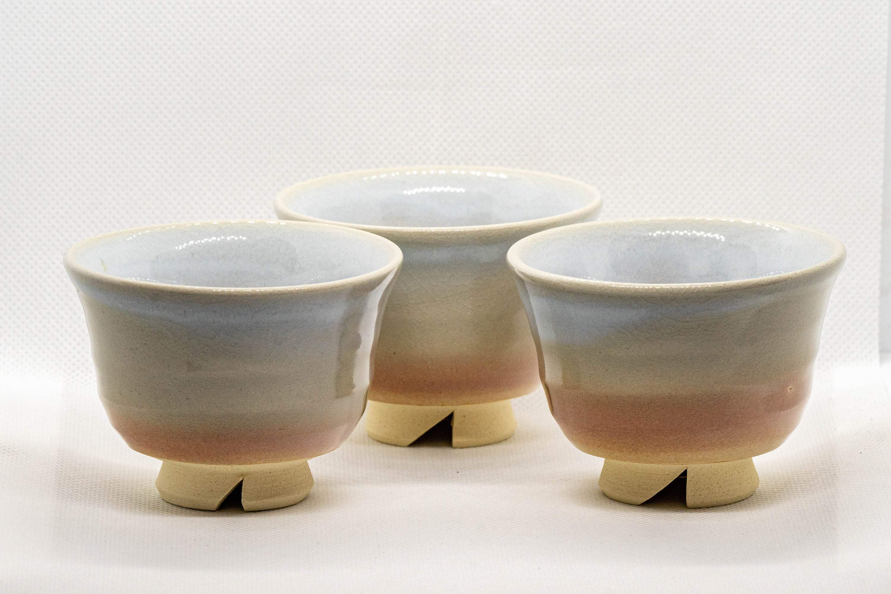 Japanese Teacups - Set of 3 天龍窯 Tenryuu Kiln Hagi-yaki Senchawan - 95ml - Thumbnail 2