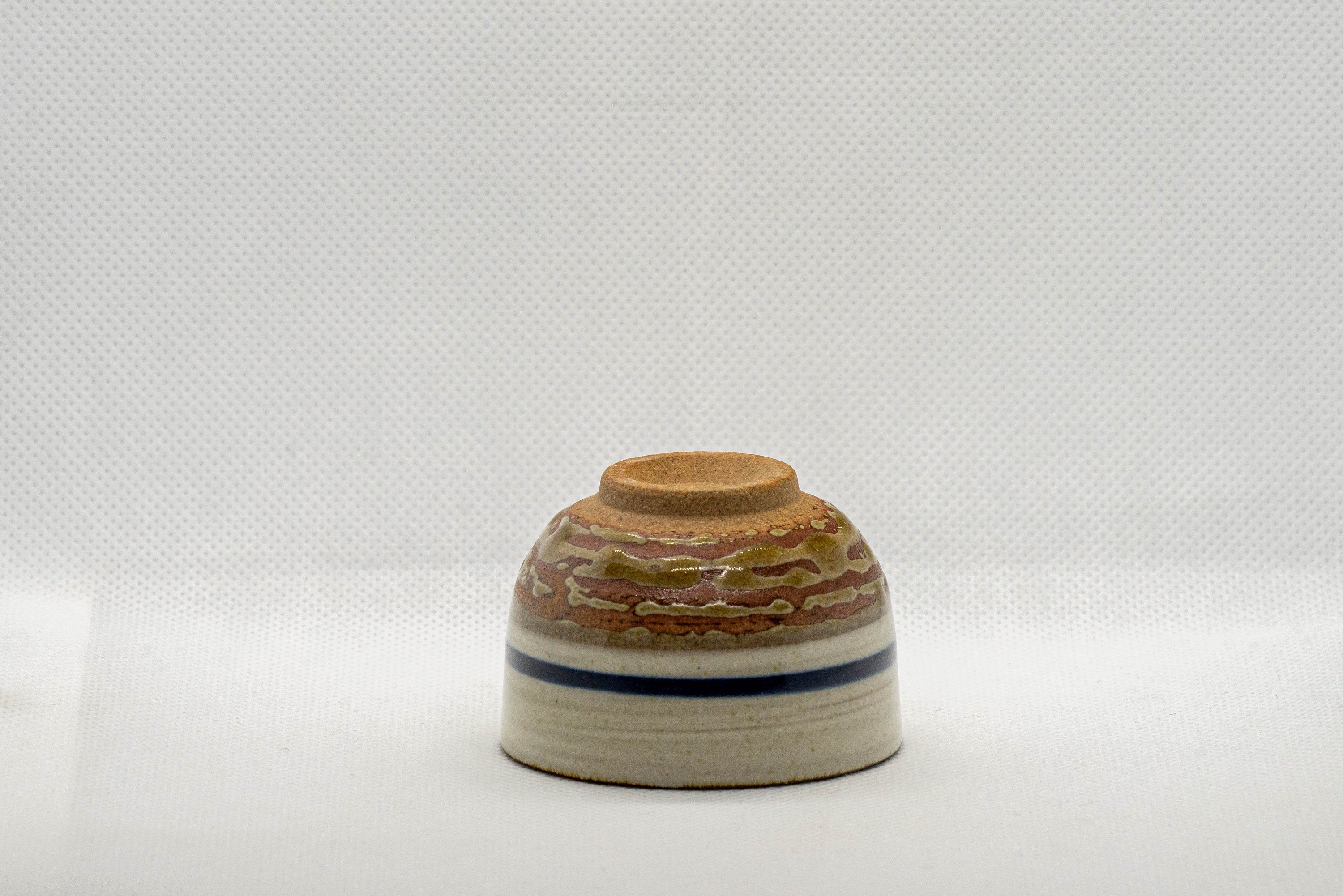 Japanese Teacup - Striped Stoneware Wan-nari Guinomi - 40ml