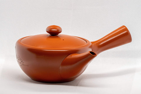Japanese Kyusu - Tokoname-yaki Debeso Teapot - 260ml - side view with handle to the left