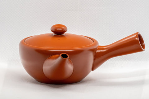 Japanese Kyusu - Tokoname-yaki Debeso Teapot - 260ml - side view showing the spout