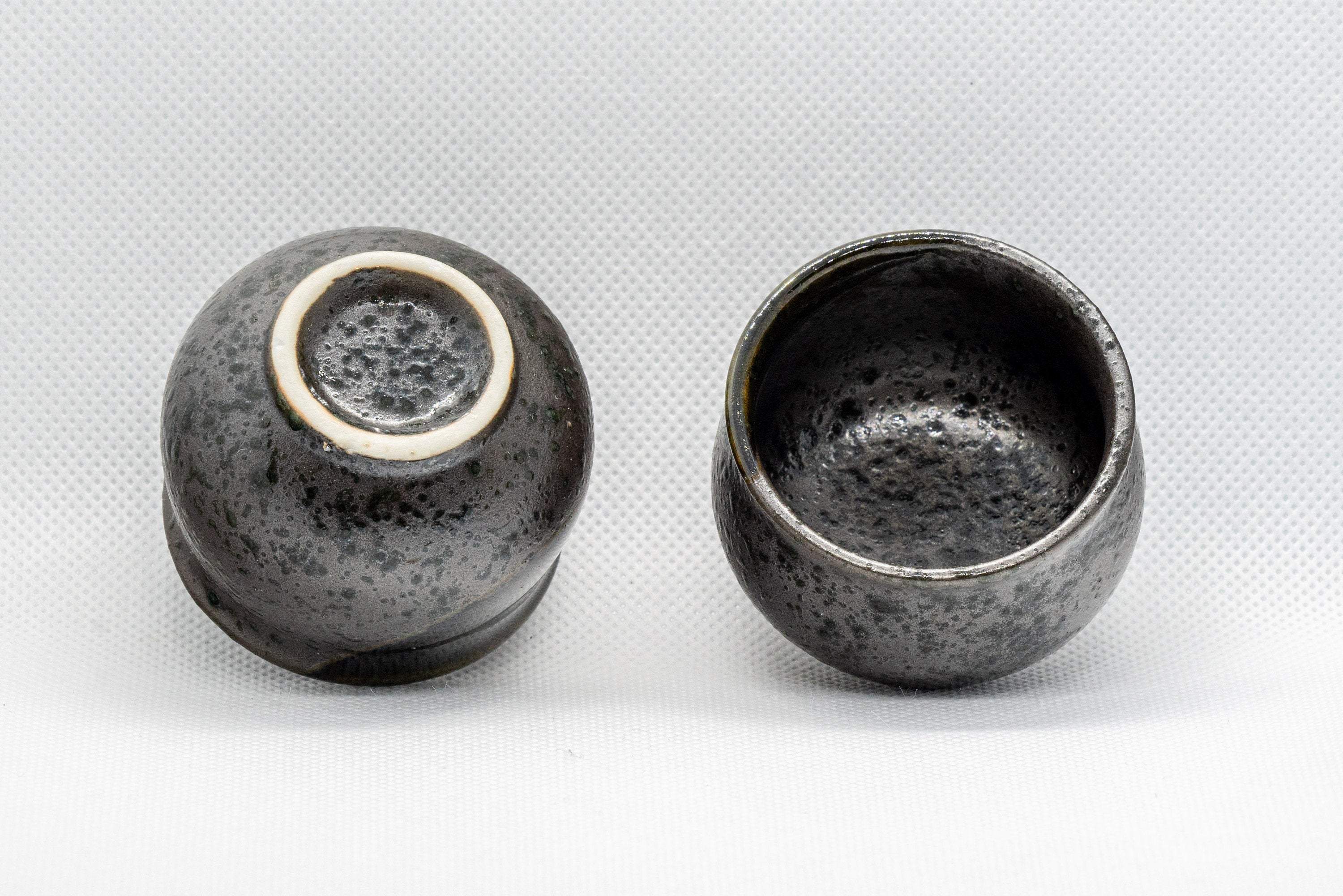 Japanese Teacups - Pair of Metallic Black Guinomi - 40ml
