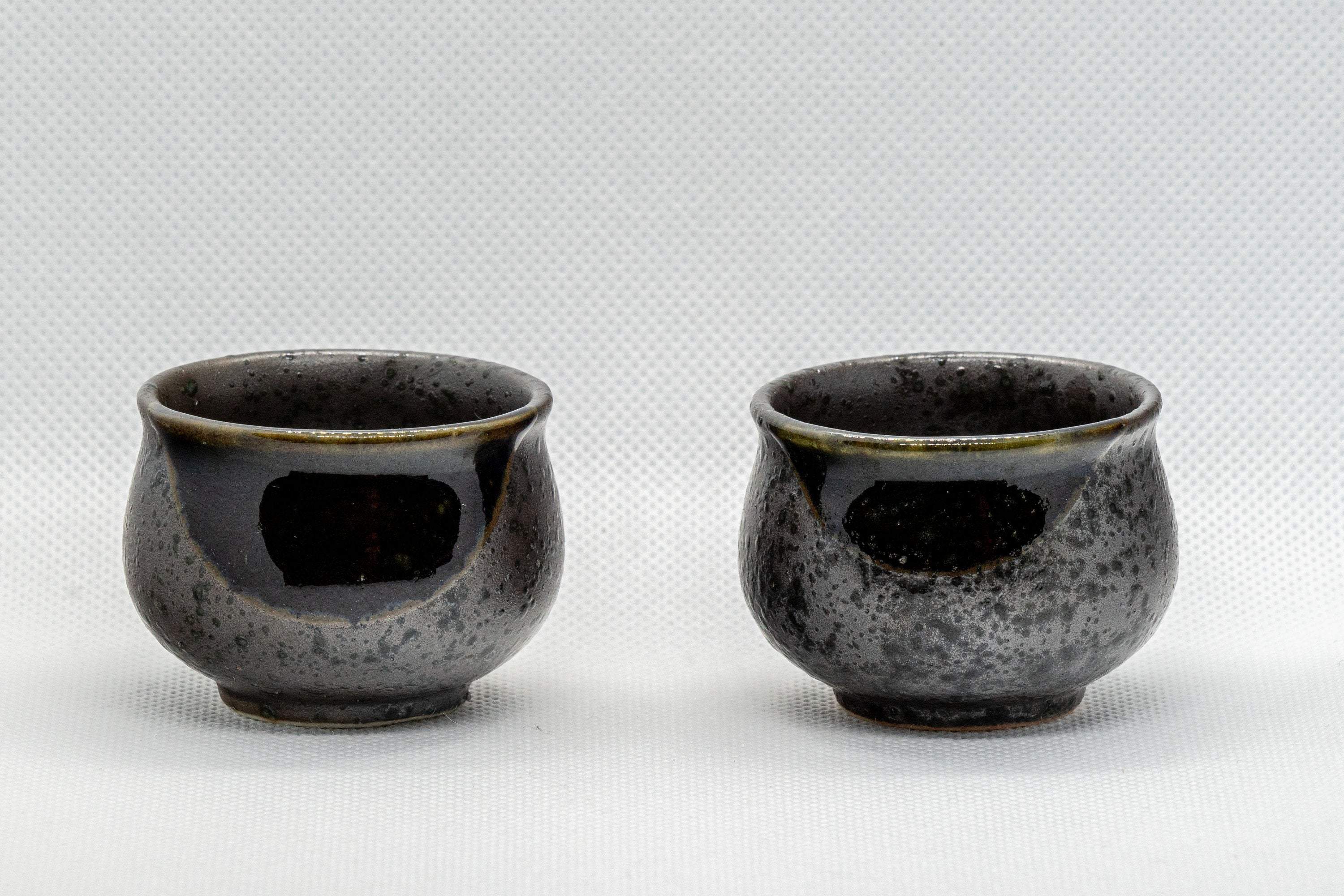 Japanese Teacups - Pair of Metallic Black Guinomi - 40ml - Thumbnail 2