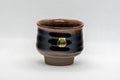 Japanese Teacup - 丹彩 Tenmoku Glazed Guinomi - 65ml - front view showing the red and black tenmoku glaze