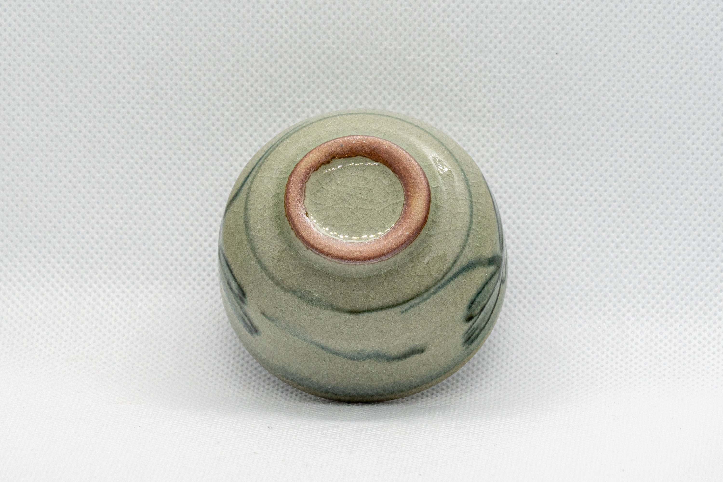 Japanese Teacup - Celadon Dragonfly Wan-nari Guinomi - 45ml