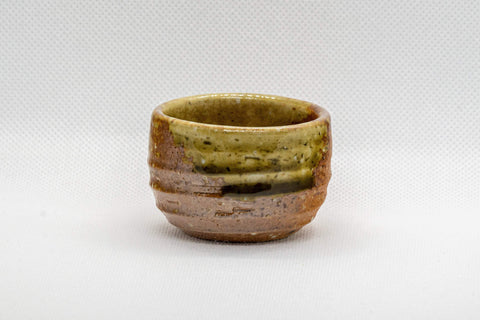 Japanese Teacup - Stoneware Shigaraki-yaki Guinomi - 40ml - front view of the unglazed stoneware cup