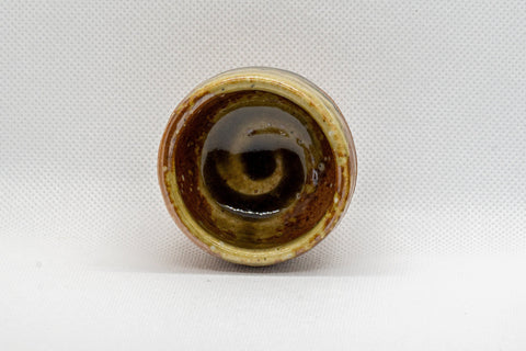 Japanese Teacup - Stoneware Shigaraki-yaki Guinomi - 40ml - top-down view showing the glazed interior