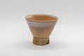 Japanese Teacup - Asagao-gata Hagi-yaki Gyokurowan - 25ml - front view of the flared white-glazed Hagi-yaki teacup