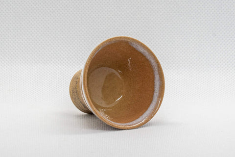 Japanese Teacup - Asagao-gata Hagi-yaki Gyokurowan - 25ml - tilted view showing the interior and base