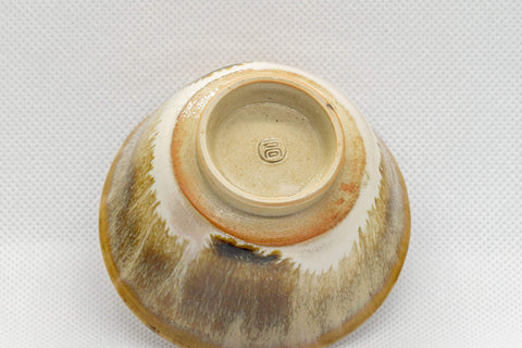Japanese Teacups - Set of 4 Hare's Fur Glazed Senchawan - 85ml - tilted view showing the underside and foot ring