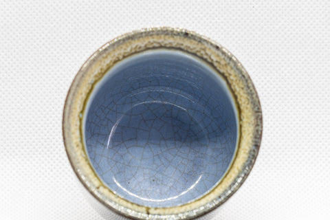Tezumi — Japanese Teacup - Hare's Fur Glazed Tsutsu-gata Yunomi - 160ml — closeup of the glaze