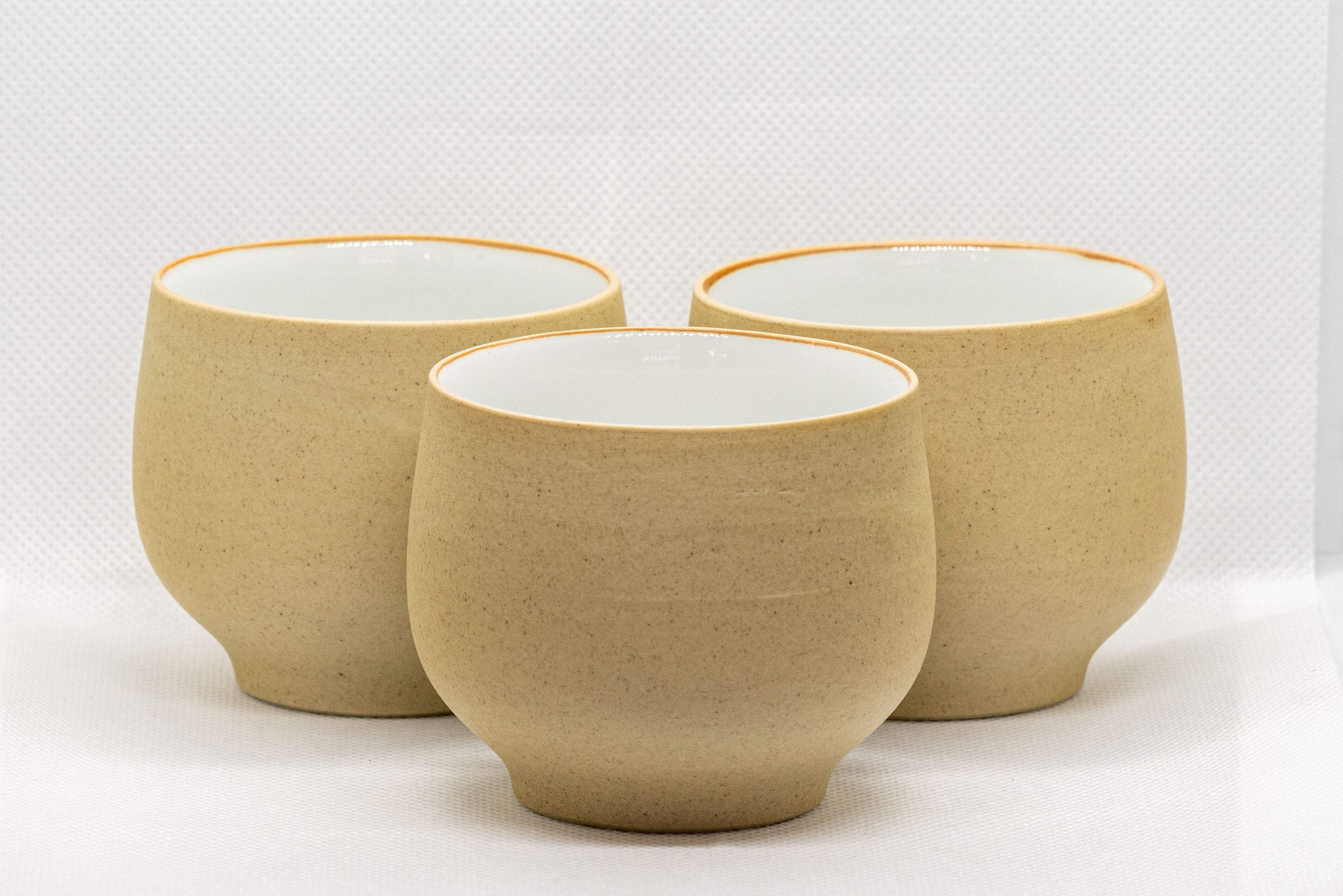 Japanese Teacups - Set of 3 Stoneware Yunomi - 140ml