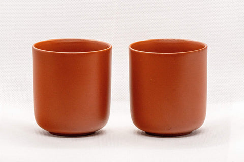 Japanese Teacups - Pair of Bamboo Tsutsu-gata Tokoname-yaki Yunomi - 110ml