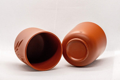 Japanese Teacups - Pair of Bamboo Tsutsu-gata Tokoname-yaki Yunomi - 110ml