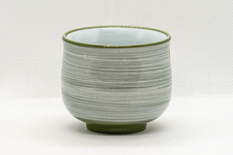 Japanese Teacup - Green White Glazed Floral Yunomi - 125ml