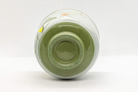 Japanese Teacup - Green White Glazed Floral Yunomi - 125ml
