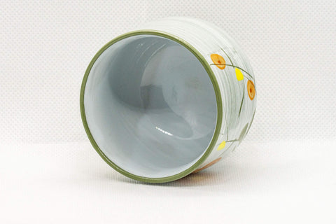 Japanese Teacup - Green White Glazed Floral Yunomi - 125ml