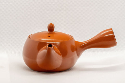 Tezumi — Japanese Kyusu - Floral Tokoname-yaki Side-handled Teapot - 175ml — three-quarter view from the opposite side