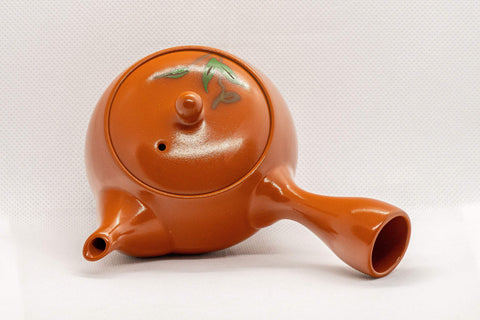 Tezumi — Japanese Kyusu - Floral Tokoname-yaki Side-handled Teapot - 175ml — top-down view of the lid