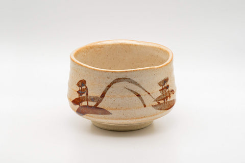 Japanese Matcha Bowl - Shino Glazed Hantsutsu-gata Chawan - 450ml