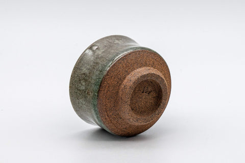Japanese Teacup - Floral Dojimari-gata Guinomi - 50ml - three-quarter view tilted to show the footring