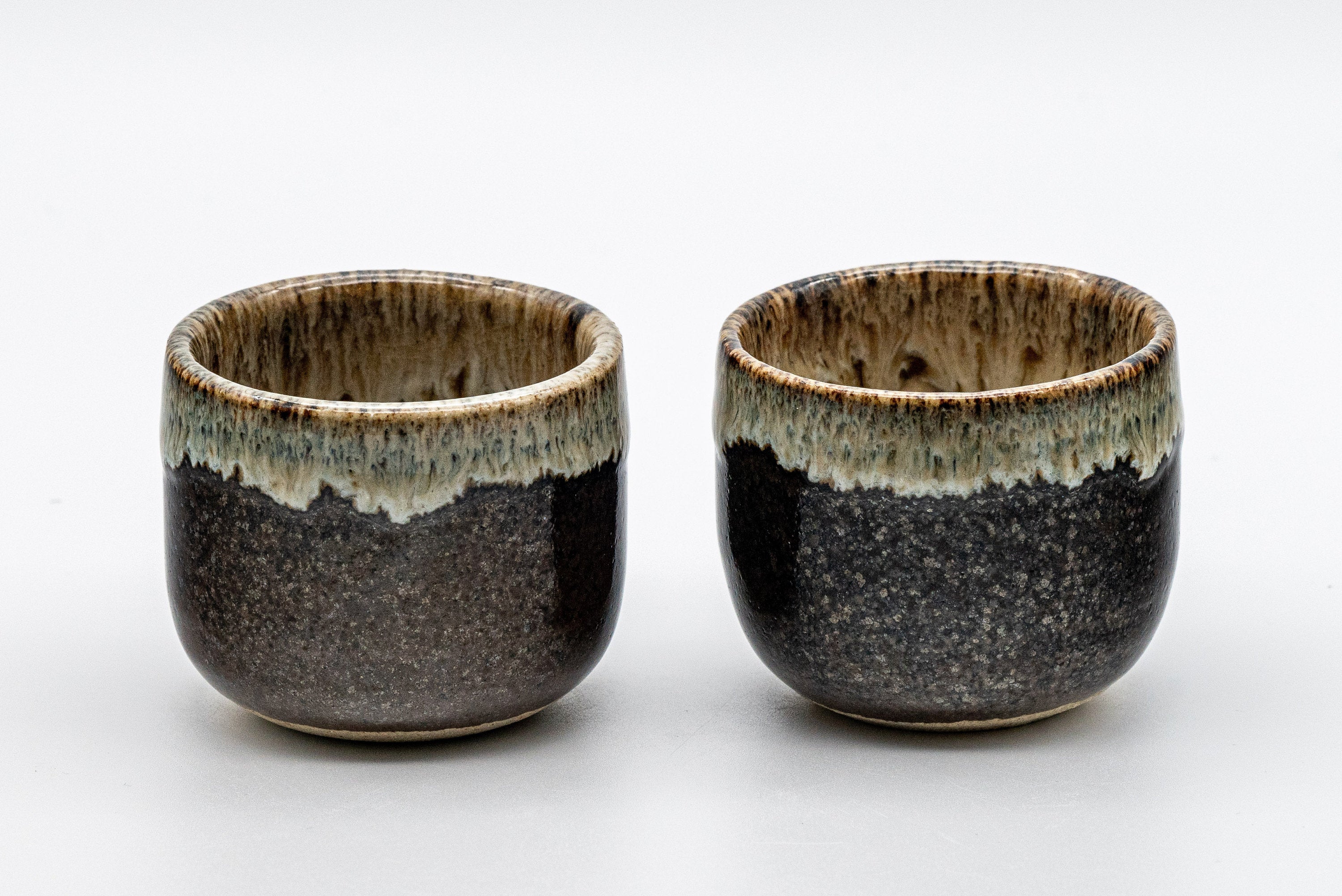 Japanese Teacups - Pair of Hare's Fur Glazed Guinomi - 45ml