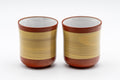 Japanese Teacup Pair - Two Tokoname-yaki yunomi - 125ml - the pair of cups side by side showing the white-glazed interiors
